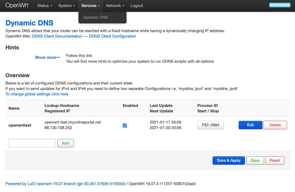 OpenWrt DynDns